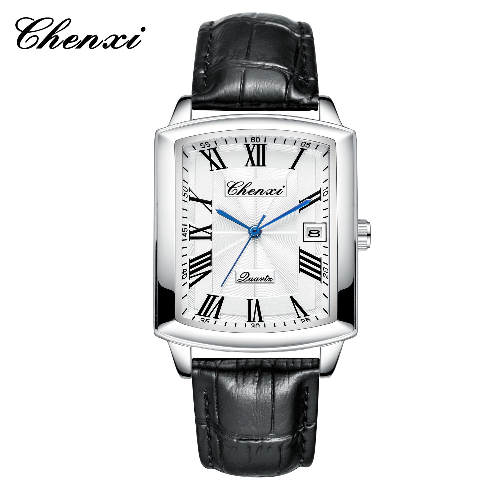 Casual Couple Watch, Morning Light Brand, Calendar Quartz Watch, Simple Square Design for Men and Women, Leather Strap
