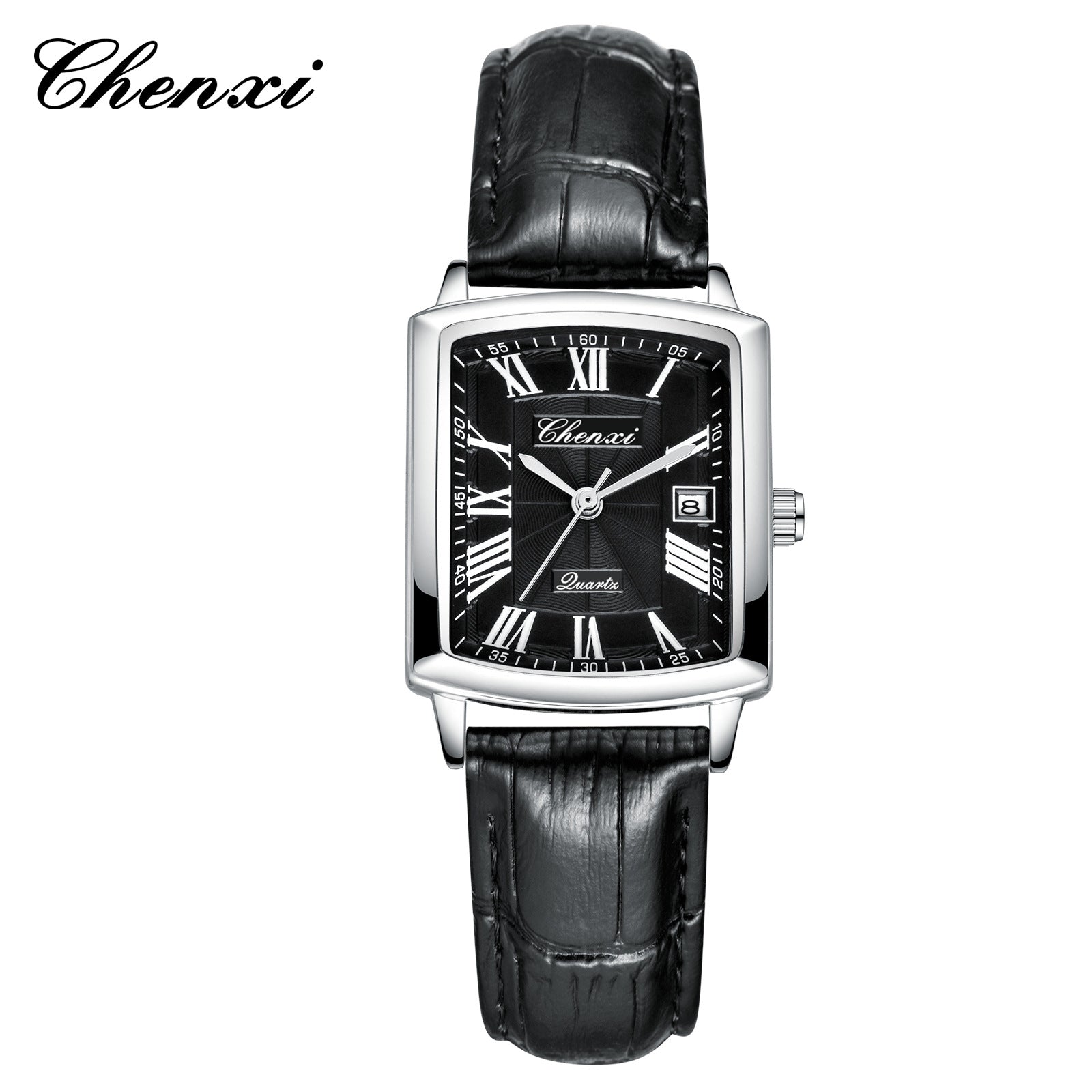 Casual Couple Watch, Morning Light Brand, Calendar Quartz Watch, Simple Square Design for Men and Women, Leather Strap